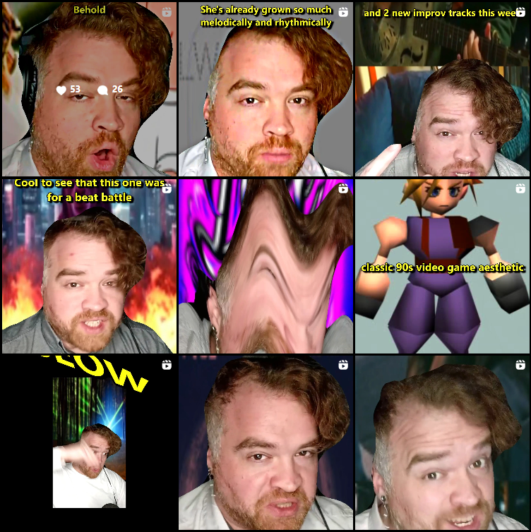 A collection of thumbnails for Jeff's weekly videos